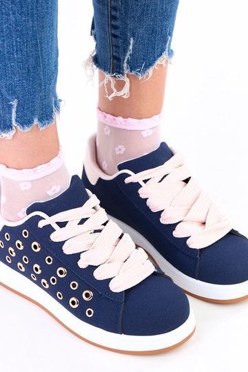 Dunkelblaue Sneakers auf Plattform mit Nieten Adelis 2