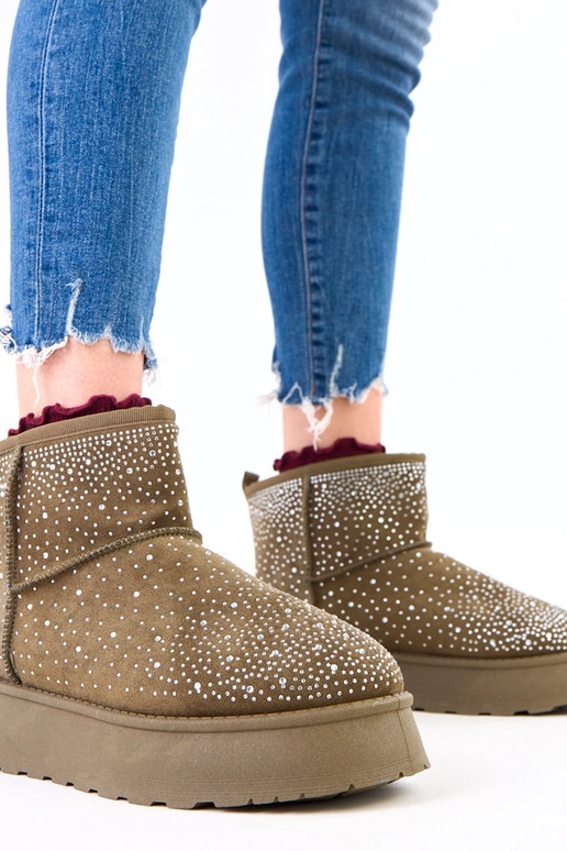 Grüne Schneestiefel mit Zirkonia auf...