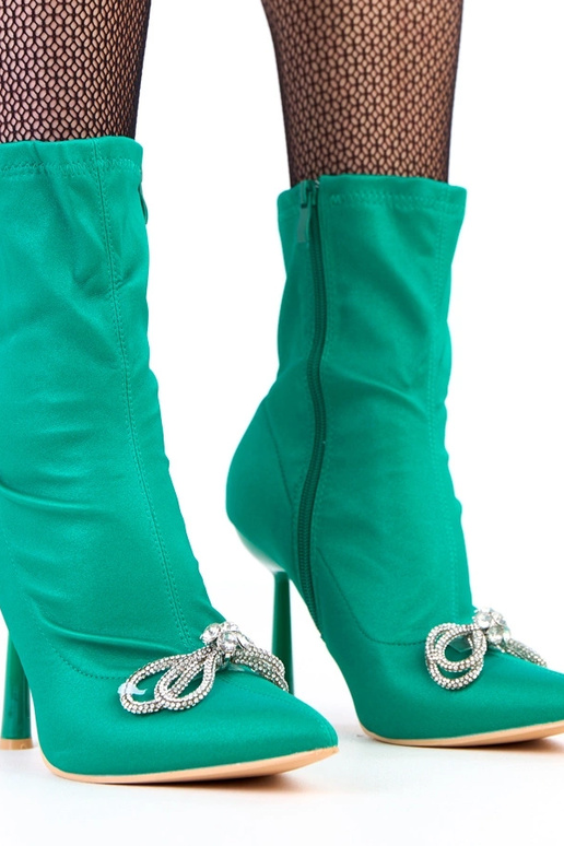 Grüne satinierte Stiefeletten mit...