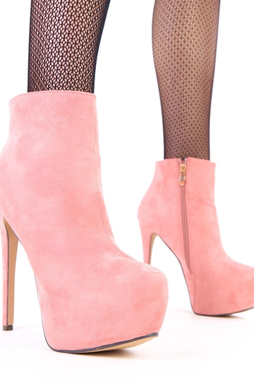Rosa Wildleder-Stiefel mit... 2