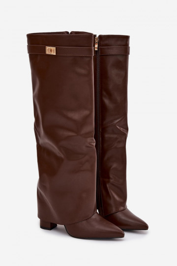 Damenstiefel Eko HautINyZuiniętą CholeZuką mit Absätzen braune Farbe Avamora 2