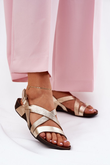 gleichschenklig Damensandalen Feminin Zazoo 40032 goldene Farbe 2