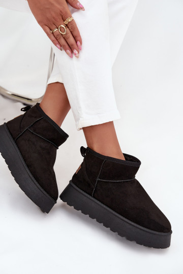 Schneestiefel Feminin mit einer Plattform schZuarze Farbe Celyra