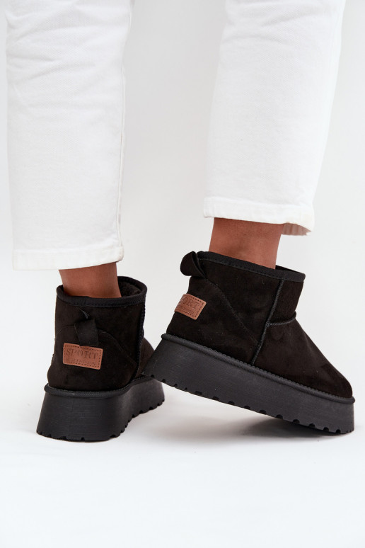 Schneestiefel Feminin mit einer Plattform schZuarze Farbe Celyra