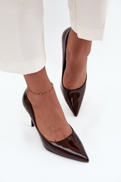 mit Lackeffekt Eko Haut hochhackige Schuhe Feminin Ze Szpiczastymi Noskami CzekoladoZue Jadira mit Lackeffekt Eko Haut hochhackige Schuhe Feminin Ze Szpiczastymi Noskami CzekoladoZue Jadira