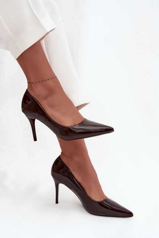 mit Lackeffekt Eko Haut hochhackige Schuhe Feminin Ze Szpiczastymi Noskami CzekoladoZue Jadira mit Lackeffekt Eko Haut hochhackige Schuhe Feminin Ze Szpiczastymi Noskami CzekoladoZue Jadira