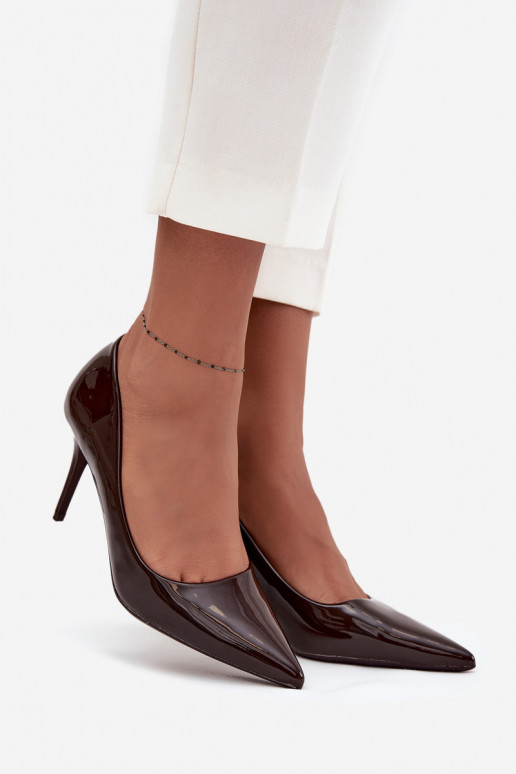 mit Lackeffekt Eko Haut hochhackige Schuhe Feminin Ze Szpiczastymi Noskami CzekoladoZue Jadira mit Lackeffekt Eko Haut hochhackige Schuhe Feminin Ze Szpiczastymi Noskami CzekoladoZue Jadira