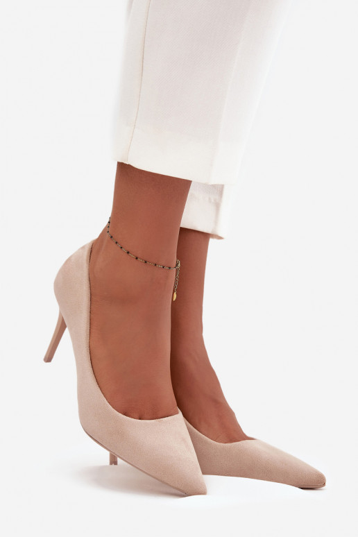 hochhackige Schuhe Femininaus Öko-INildlederu Beige Elvessa