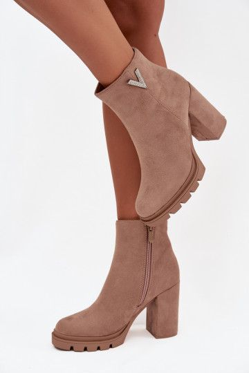 Damenstiefel sich Zuarm laufen mit Absätzen Mit Dekorationen Detalem Beige Briella 2
