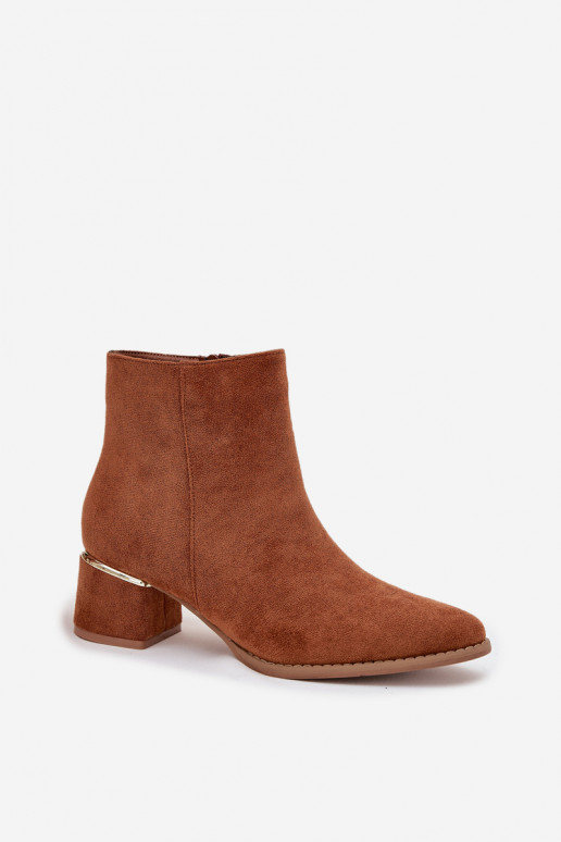 Damenstiefel mit Absätzen Ze goldene Farbem Element sich Zuarm laufen braune Farbe Nolessa