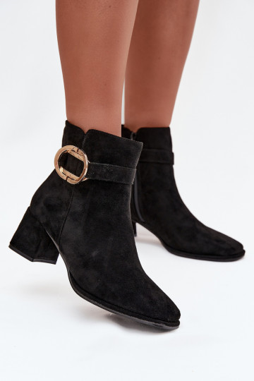 Damenstiefel mit goldenen Schnallen schZuarze Farbe Calissa 2