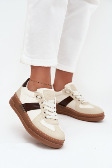 Sneakers Stilvollllschuhe Feminin mit einer Plattform Beige Galivina