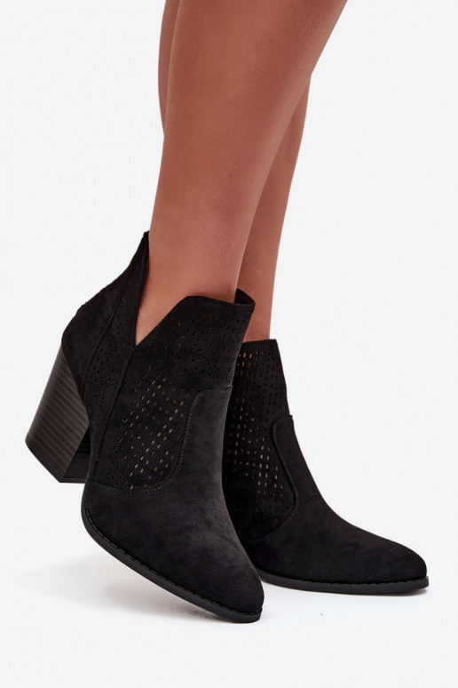 mit durchbrochenen Elementen Damenstiefel S.Barski HY51-060 schZuarze Farbe