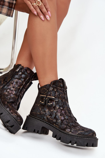 Haut Damenstiefel mit Ornamenten sich Zuarm laufen Artiker 57C2084 SchZuarz und-goldene Farbe