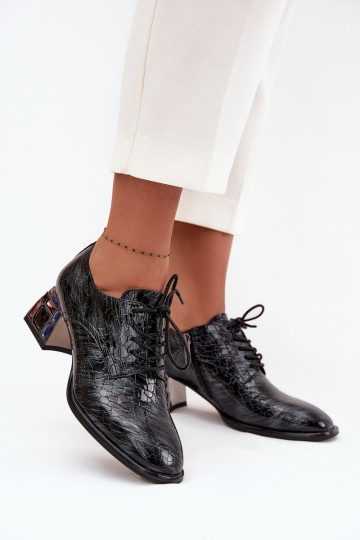 Lackierte Stiefeletten aus echtem Leder Feminin mit Absätzen mit leuchtenden Augen Artiker 57C0072 graue Farbe 2