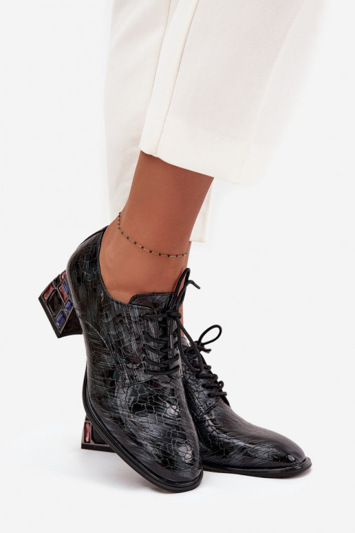 Lackierte Stiefeletten aus echtem Leder Feminin mit Absätzen mit leuchtenden Augen Artiker 57C0072 graue Farbe