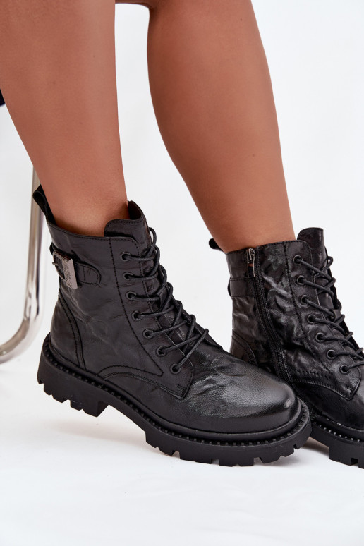 Haut Damenstiefel Mit INirkung Es mussrszczenia I mit Schnallen Artiker 57C1008 schZuarze Farbe