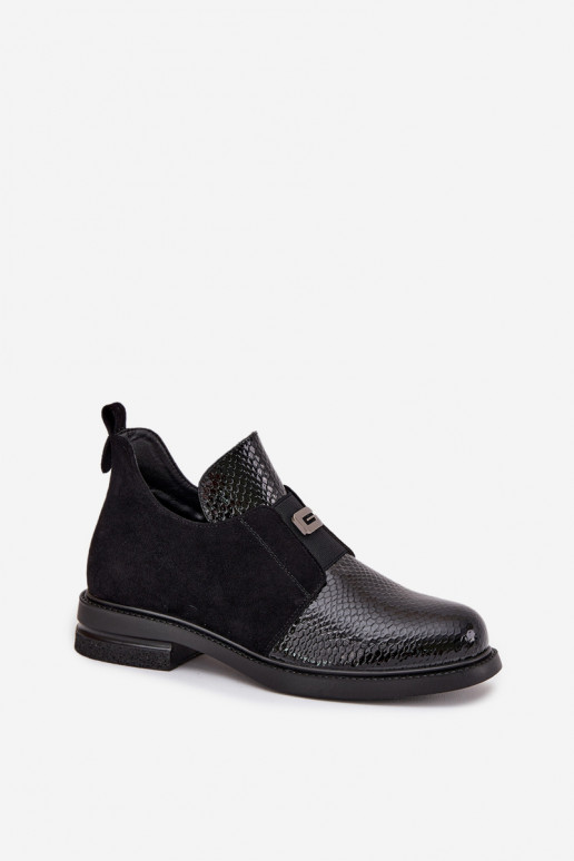 mit Lackeffekt Schuhe mit niedrigem Absatz für Damen mit Absätzen sich Zuarm laufen Vinceza 58560 schZuarze Farbe