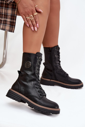 Arbeitsstiefeletten Feminin Mit Dekorationen Detalem sich Zuarm laufen schZuarze Farbe Dorialine