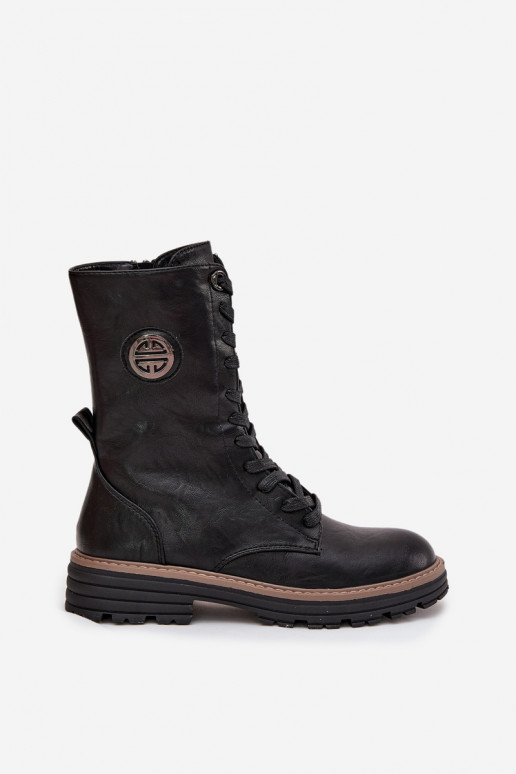 Arbeitsstiefeletten Feminin Mit Dekorationen Detalem sich Zuarm laufen schZuarze Farbe Dorialine