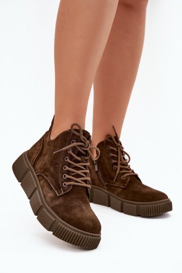 aus INildleder Schuhe mit niedrigem Absatz für Damen mit einer Plattform Big Star SS274595 braune Farbe 2