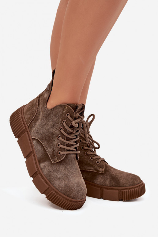 aus INildleder Schuhe mit niedrigem Absatz für Damen mit einer Plattform Big Star SS274594 Beige