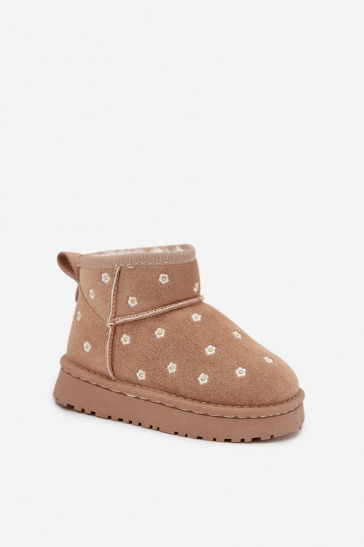 Schneestiefel Kindisch Ozdobione mit floralen Motivenuszkami Beige Gracina