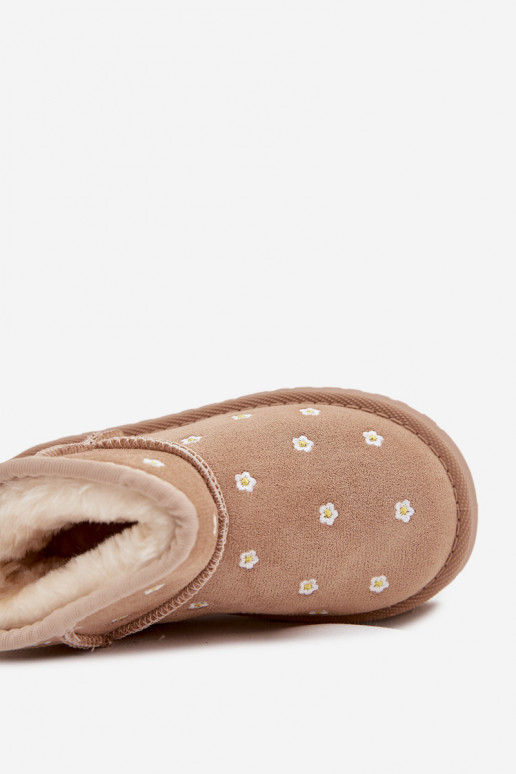 Schneestiefel Kindisch Ozdobione mit floralen Motivenuszkami Beige Gracina