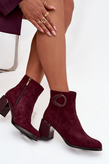 aus INildleder INarme Stiefel mit Absatz Mit Dekorationen Detalem Artiker 57C0016 Burgund