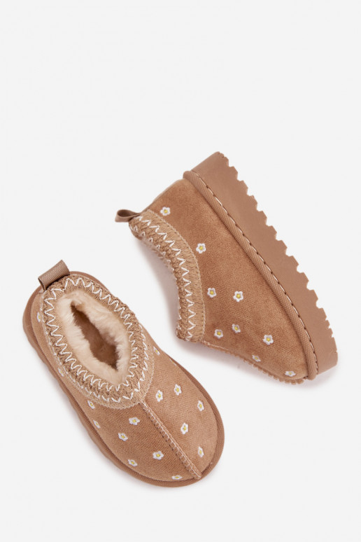 Schneestiefel Kindischmit floralen Motivenuszkami sich Zuarm laufen mit Fell innen Beige Palina