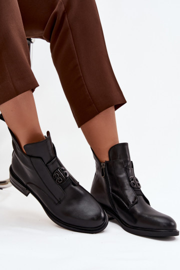 sich Zuarm laufen Haut Damenstiefel Mit Dekorationen Detalem schZuarze Farbe Briselda