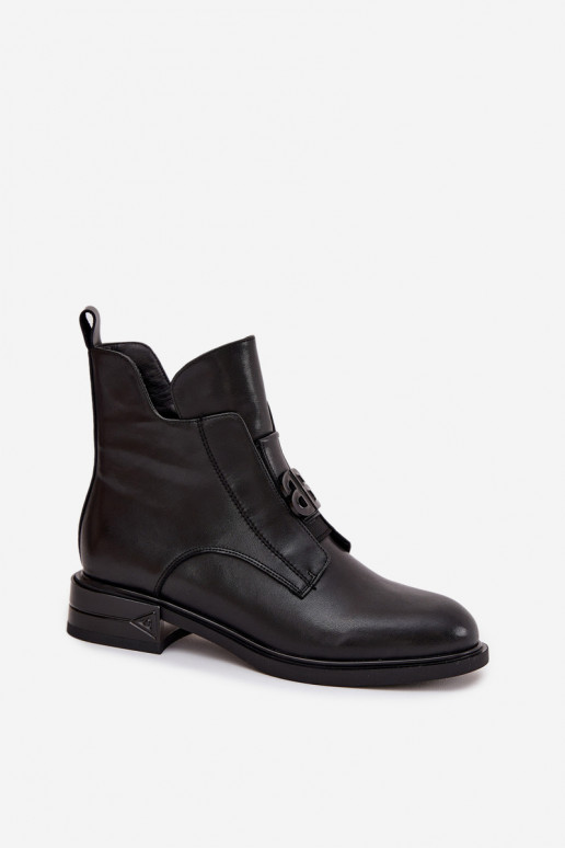 sich Zuarm laufen Haut Damenstiefel Mit Dekorationen Detalem schZuarze Farbe Briselda