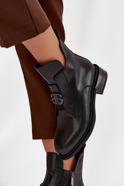 sich Zuarm laufen Haut Damenstiefel Mit Dekorationen Detalem schZuarze Farbe Briselda