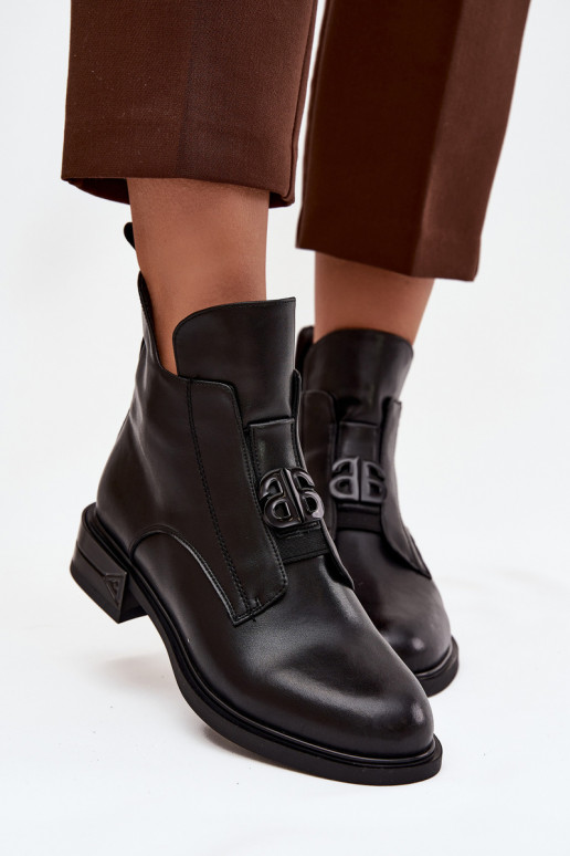 sich Zuarm laufen Haut Damenstiefel Mit Dekorationen Detalem schZuarze Farbe Briselda