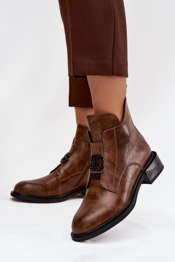 sich Zuarm laufen Haut Damenstiefel Mit Dekorationen Detalem braune Farbe Briselda 2