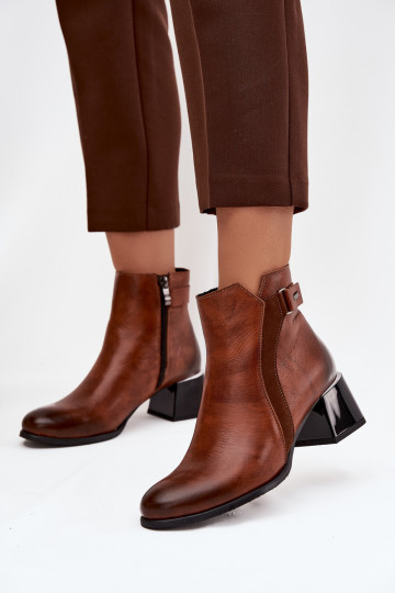 Haut Damenstiefel mit Absätzen sich Zuarm laufen Zazoo 60563 braune Farbe 2