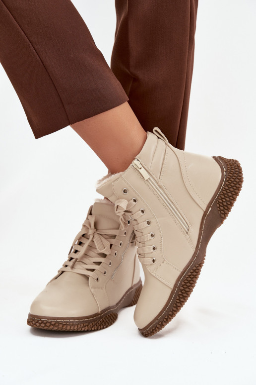 Damenstiefel sich Zuarm laufen mit Fell innen aus Öko-Leder Beige Ulverina Damenstiefel sich Zuarm laufen mit Fell innen aus Öko-Leder Beige Ulverina