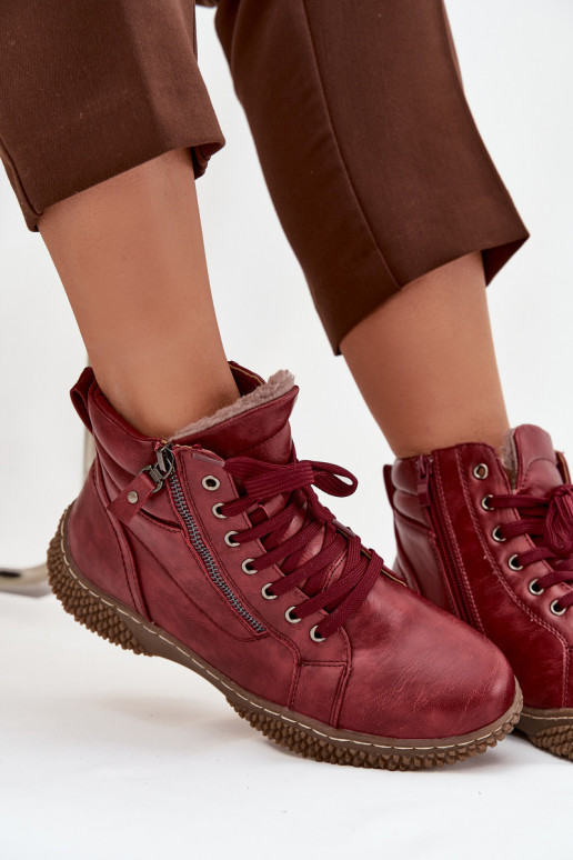 Damenstiefel sich Zuarm laufen mit Fell innen aus Öko-Leder Burgund Ulverina Damenstiefel sich Zuarm laufen mit Fell innen aus Öko-Leder Burgund Ulverina