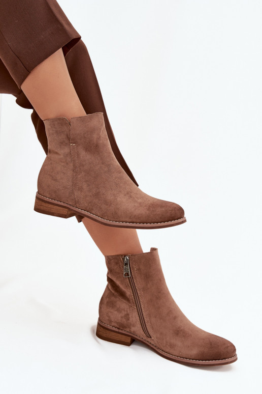 Damenstiefel mit breiten Absätzen Vinceza 39961 braune Farbe