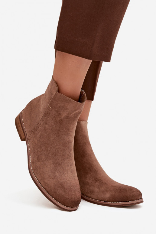 Damenstiefel mit breiten Absätzen Vinceza 39961 braune Farbe