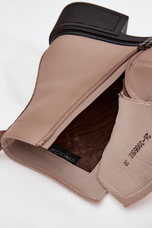 DamenstiefelErmöglichtturalnej Skóry Auf niedrigem Absatz sich Zuarm laufen Vinceza 39955 Beige