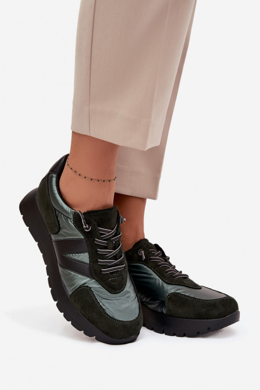 Sneakers Stilvollllschuhe Feminin mit einer Plattform Vinceza 58561 Khaki-Farbe-Farbe