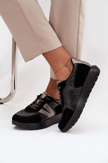 Sneakers Stilvollllschuhe Feminin mit einer Plattform Vinceza 58561 schZuarze Farbe 2