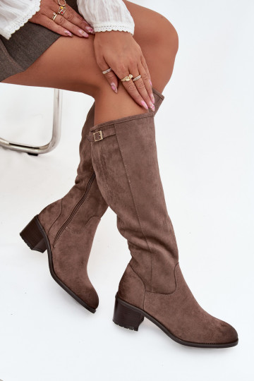 INarme Stiefel mit Absätzen mit goldenen Schnallen Vinceza 58589 Beige