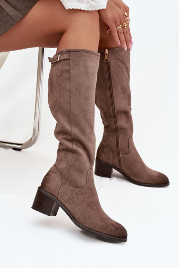 INarme Stiefel mit Absätzen mit goldenen Schnallen Vinceza 58589 Beige 2