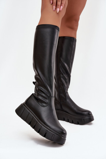 Damenstiefel mit einer Plattform Zum Schloss Vinceza 58553 schZuarze Farbe 2