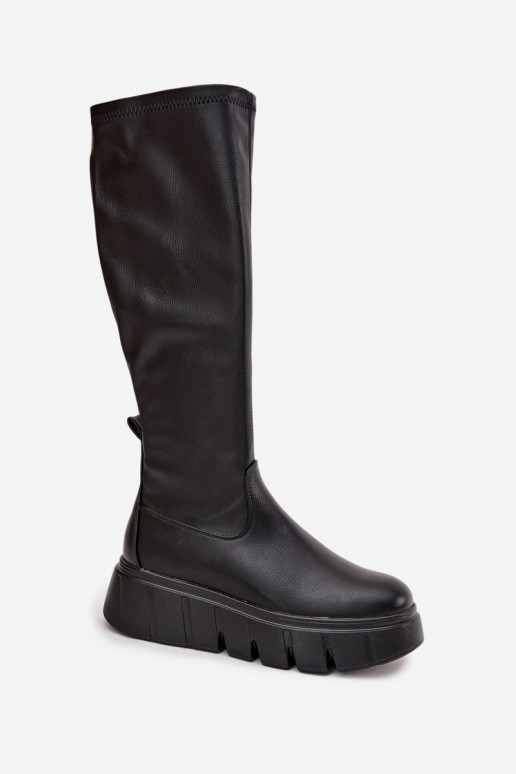 Damenstiefel mit einer Plattform Zum Schloss Vinceza 58553 schZuarze Farbe Damenstiefel mit einer Plattform Zum Schloss Vinceza 58553 schZuarze Farbe