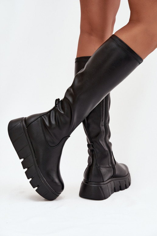 Damenstiefel mit einer Plattform Zum Schloss Vinceza 58553 schZuarze Farbe Damenstiefel mit einer Plattform Zum Schloss Vinceza 58553 schZuarze Farbe