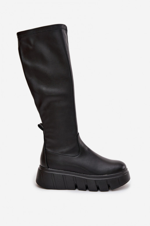 Damenstiefel mit einer Plattform Zum Schloss Vinceza 58553 schZuarze Farbe Damenstiefel mit einer Plattform Zum Schloss Vinceza 58553 schZuarze Farbe