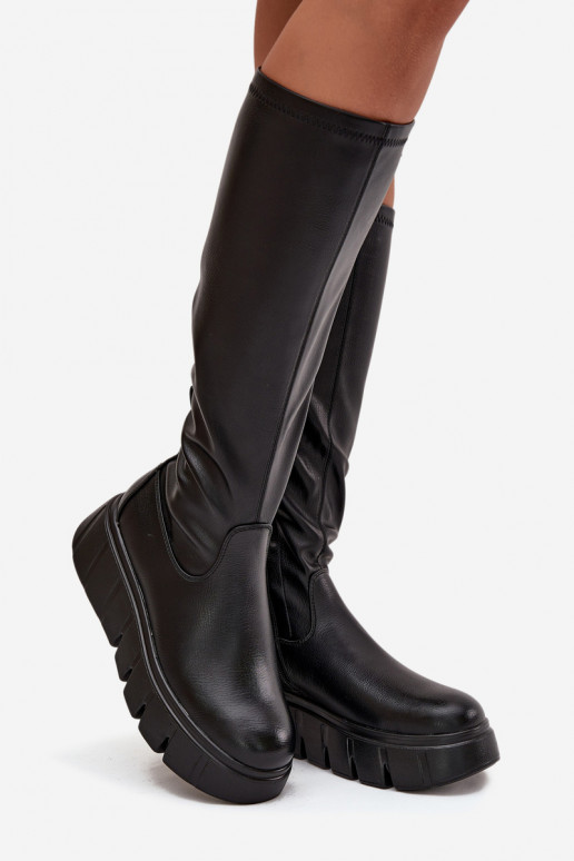 Damenstiefel mit einer Plattform Zum Schloss Vinceza 58553 schZuarze Farbe Damenstiefel mit einer Plattform Zum Schloss Vinceza 58553 schZuarze Farbe